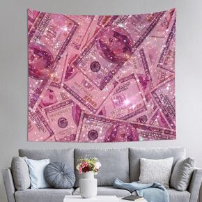 Puurbol Pink Money Tapestry For Teen Girl Bedroom Aesthetic 2000s Vintage Room Decor 60"x50"
