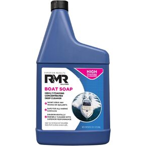 RMR Marine Boat Soap, Concentrated Highly Foaming Cleaner, Buildup Remover, & Protectant for Boats & RVs, Safe on All Surfaces, 32 Ounce Spray