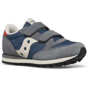 Saucony Originals Jazz Double Hook & Loop (Little Big Kid) Sneaker, Grey/Blue/Orange, 12 US Unisex