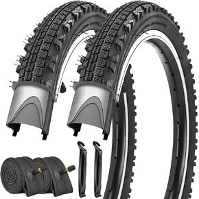 SIMEIQI 2 Pack 16"x2.125" Bike Tires and Tubes with 2 Levers Compatible with 16x1.75/2.125 Inner Tubes AV Valves for Mountain Hybrid Trail Urban Bicycles