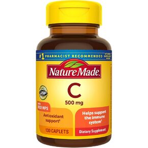 Vitamin C 500 mg Caplets with Rose Hips, 130 Count