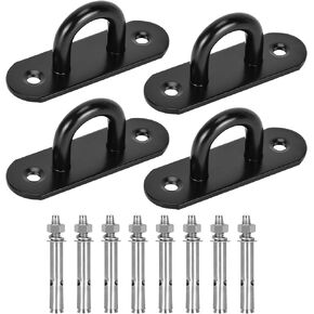 4 PCS M8 Stainless Steel Heavy Duty Ceiling Hooks with Expansion Bolts, Wall Mount Pad Eye Plate Top Hook Hanging Hardware for Yoga Hammock Sandbag etc