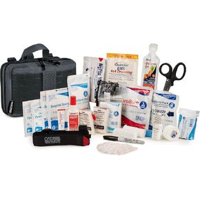 Scherber Vehicle IFAK Emergency Trauma Kit | 90+ Medical Supplies & Equipment, NAR Tourniquet & CPR Mask | Fully Stocked Rip Away Molle Pouch for Car, Home & Pro First Aid | Intermediate, Black