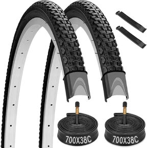 700C Bike Tires, 2 Pack 700x38c Bike Tire, Bicycle Tires and Tube Set with 2 Tire Levers, 40-622 700x38c Road Bike Tire Compatible with 700 x 35C/36C/37C/38C/40C Bike Bicycle Tires and Tubes