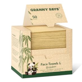GRANNY SAYS Disposable Face Towels, Bamboo Viscose Face Towelettes Disposable, Biodegradable Face Towel, Makeup Removing Wipes, Facial Cleansing for Sensitive Skin, 100 Count/2 Box, 8"x10"