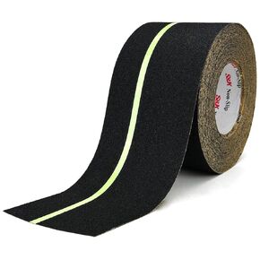 S&X Anti-Slip Tape 4" x 60' Heavy Duty Grip Tape with Glow-in-Dark Strip, Waterproof Outdoor Stair Treads for Steps, Ramps, Boats, Decks, Non-Skid Safety, Long-Lasting, Black