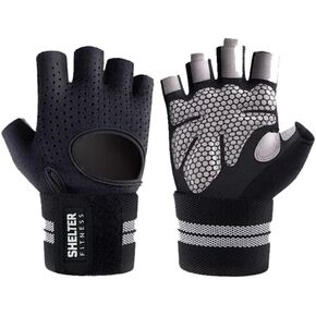 Breathable Fingerless Workout Gloves - Black