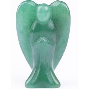 Green Aventurine Angel Crystal Statue,Hand-Carved Polished Angel Figurines Healing Crystal Decor,Green Cute Guardian Angel,Home Office Decoration Christmas Meditation Spiritual Gifts for Women