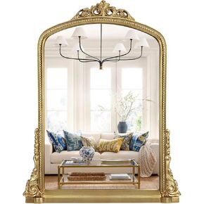 Antique Silver Wall Mirror Ornated Arched Mirror Baroque Mirrors for Wall Decor Large Vintage Silver Decorative Mirror 36''x28'' Bathroom Vanity Arched Wall Mirror in Kuwait