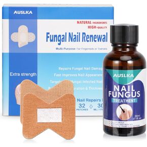 تجديد أظافر فطريات أظافر القدم من AUSLKA، إصلاح أظافر أصابع القدم للأظافر التالفة التي تغير لونها، سريع وسهل (32 رقعة + 1 فلوريدا/أونصة) in Kuwait