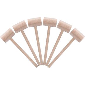 6 Pack Wooden Crab Mallets Seafood Lobster Shellfish Cracker Natural Hardwood Hammer