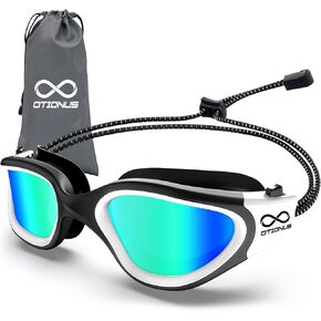 Swim Goggles, Polarized Adult Swimming Goggles Bungee Strap No Hair Pulling Anti-fog Pool Goggles for Men Women