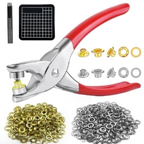 803Pcs 1/2 Inch Grommet Tool Kit, Grommet Eyelet Kit with Leather Hole Punch Plier, 400Pcs Metal Eyelets Grommets and 400Pcs Washers in Gold and Silver for Leather,Shoes,Fabric,Belt