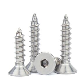 50 Pcs Self Tapping Screws, M3 x 12mm Multi Purpose Screws, 304 Stainless Steel, Hex Socket Flathead Screws for Wood, Drywall and Furniture