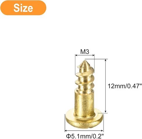 uxcell Wood Screws M3 x 12mm Slotted Round Head Brass Self-Tapping Screw Woodworking Screw 40 Pcs in Saudi Arabia