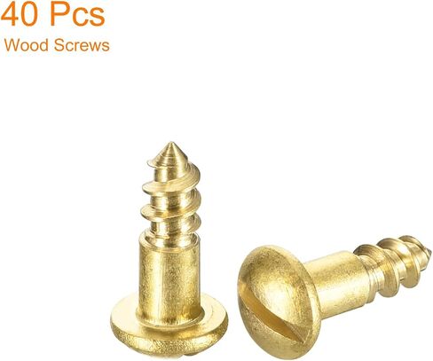 uxcell Wood Screws M3 x 12mm Slotted Round Head Brass Self-Tapping Screw Woodworking Screw 40 Pcs in Saudi Arabia