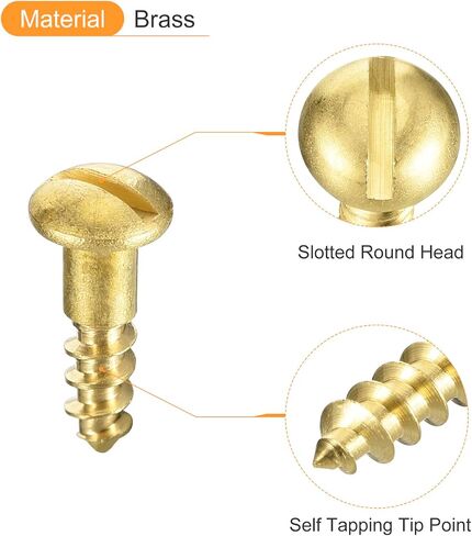 uxcell Wood Screws M3 x 12mm Slotted Round Head Brass Self-Tapping Screw Woodworking Screw 40 Pcs in Saudi Arabia