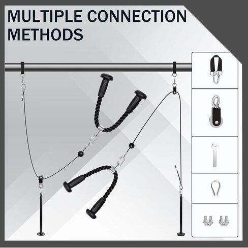 Hikeen Adjustable Length Fitness Tricep Pulley Cable System Pull Down and Lift Weight Pulley System for Biceps Curl, Triceps Pull Down, Back, Forearm, Shoulder Home Gym Equipment in Saudi Arabia