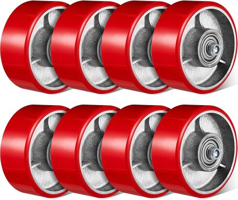 8 قطع من عجلات البولي يوريثين مقاس 5 بوصات مجموعة عجلات بديلة صناعية شديدة التحمل بقدرة تحمل 3000 رطل، عجلات بديلة لعربة التسوق لصناديق الأدوات والعربات المسطحة ومقبس المقطورة in Kuwait