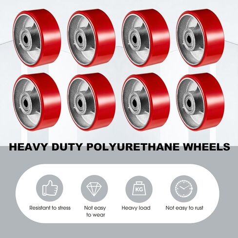 8 قطع من عجلات البولي يوريثين مقاس 5 بوصات مجموعة عجلات بديلة صناعية شديدة التحمل بقدرة تحمل 3000 رطل، عجلات بديلة لعربة التسوق لصناديق الأدوات والعربات المسطحة ومقبس المقطورة in Kuwait