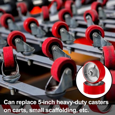 8 قطع من عجلات البولي يوريثين مقاس 5 بوصات مجموعة عجلات بديلة صناعية شديدة التحمل بقدرة تحمل 3000 رطل، عجلات بديلة لعربة التسوق لصناديق الأدوات والعربات المسطحة ومقبس المقطورة in Kuwait