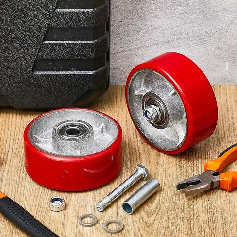 8 قطع من عجلات البولي يوريثين مقاس 5 بوصات مجموعة عجلات بديلة صناعية شديدة التحمل بقدرة تحمل 3000 رطل، عجلات بديلة لعربة التسوق لصناديق الأدوات والعربات المسطحة ومقبس المقطورة in Kuwait