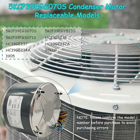 5KCP39EGS070S 5KCP39EGY823S 1/4 HP Condenser Fan Motor Replace for G3905, HC39GE236,237 HC39GE234A, 6DLL0 with Capacitor, 1100 RPM, 208/230V, 48 Frame OEM Upgraded Condenser Fan Motor Replacement in Kuwait