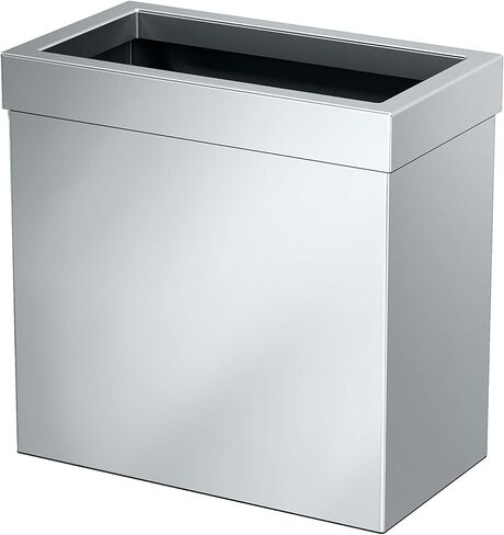 Gatco 1916, Modern Rectangle Waste Basket, Chrome / 11.25" H Open Top Stainless Steel Trash Can with Removable Lid, 12 Liter Capacity in Saudi Arabia