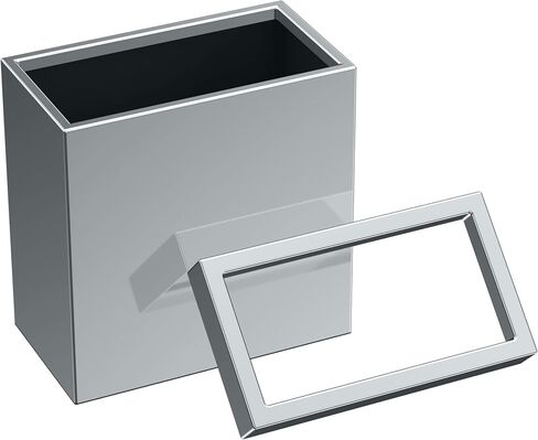 Gatco 1916, Modern Rectangle Waste Basket, Chrome / 11.25" H Open Top Stainless Steel Trash Can with Removable Lid, 12 Liter Capacity in Saudi Arabia