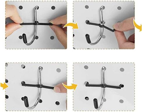 100 Pieces Peg Lock Plastic Peg Hooks Fixer Pegboard Hook Locks Pegboard Hook Pegboard Display Hook Organizer, Black in Saudi Arabia