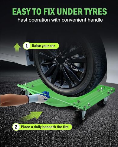 مجموعة DEXSO Wheel Dolly مكونة من 4 بكرات إطارات سيارة بسعة 10.000 رطل لتحريك السيارة، ودمى مركبات مضادة للانزلاق مع عجلات فولاذية دوارة مقاس 3.5 بوصة، 23.8 بوصة × 14.4 بوصة in Kuwait