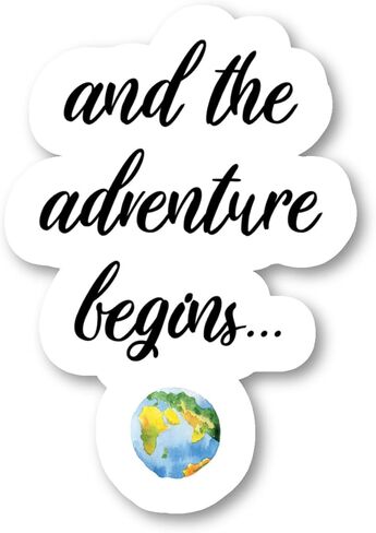 And The Adventures Begins Globe Sticker Inspirational Quotes Stickers - 3 Pack - Set of 2.5, 3 And 4 Inch Vinyl Laptop Stickers - For Laptop, Phone, Water Bottle, Car & More Decal (3 Pack) S9356-3Pack in Saudi Arabia