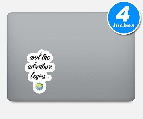 And The Adventures Begins Globe Sticker Inspirational Quotes Stickers - 3 Pack - Set of 2.5, 3 And 4 Inch Vinyl Laptop Stickers - For Laptop, Phone, Water Bottle, Car & More Decal (3 Pack) S9356-3Pack in Saudi Arabia