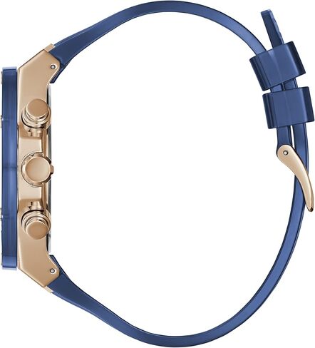 GUESS Mens 46mm Watch - Clear Strap Rainbow Dial Silver Tone Case in Saudi Arabia