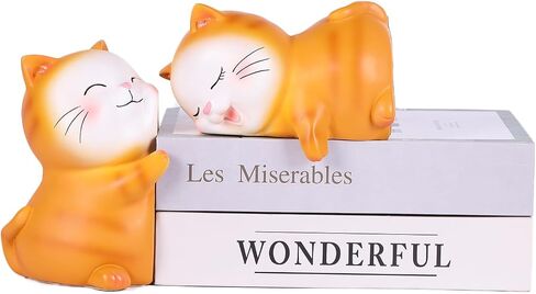 Cute Cats Decorative Bookends, Hug Cats Book Ends,Unique Cats Book Holders Decor for Home Office Desk Bookshelf Decoration (Orange) in Saudi Arabia