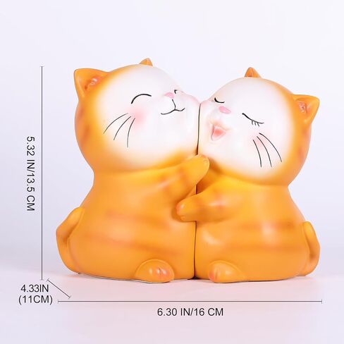 Cute Cats Decorative Bookends, Hug Cats Book Ends,Unique Cats Book Holders Decor for Home Office Desk Bookshelf Decoration (Orange) in Saudi Arabia