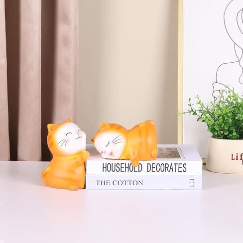 Cute Cats Decorative Bookends, Hug Cats Book Ends,Unique Cats Book Holders Decor for Home Office Desk Bookshelf Decoration (Orange) in Saudi Arabia