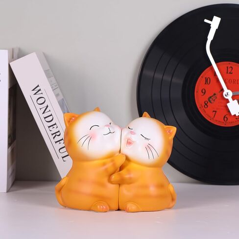 Cute Cats Decorative Bookends, Hug Cats Book Ends,Unique Cats Book Holders Decor for Home Office Desk Bookshelf Decoration (Orange) in Saudi Arabia