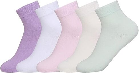 Women's Combed Cotton Ankle Length Plain Socks - Pack Of 5 Free Size Essentials in Saudi Arabia
