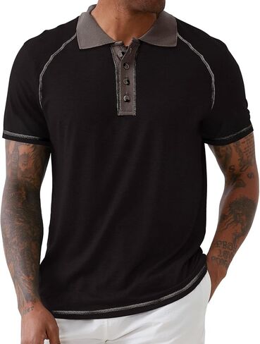 UOUA Men's Polo Shirts Short Sleeve Golf T Shirt Cotton Raglan Sleeve Tee Summer Casual Collared Tops in Saudi Arabia