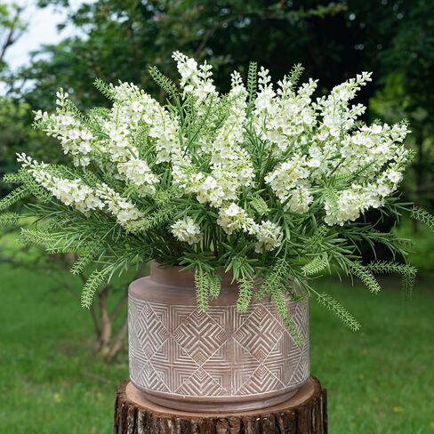 4PCS Artificial Lavender Flowers Outdoor Fake Flowers Decorations Silk Lilacs Plants for Garden Wedding Table Vase Faux Indoor Bedroom Kitchen Balcony Window Decorations （White in Saudi Arabia
