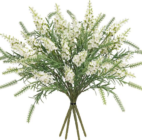 4PCS Artificial Lavender Flowers Outdoor Fake Flowers Decorations Silk Lilacs Plants for Garden Wedding Table Vase Faux Indoor Bedroom Kitchen Balcony Window Decorations （White in Saudi Arabia