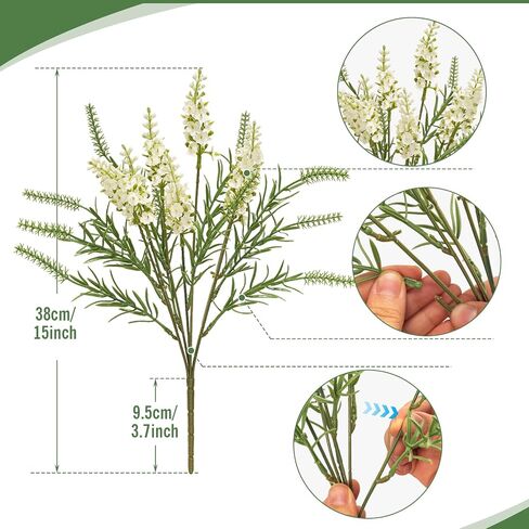 4PCS Artificial Lavender Flowers Outdoor Fake Flowers Decorations Silk Lilacs Plants for Garden Wedding Table Vase Faux Indoor Bedroom Kitchen Balcony Window Decorations （White in Saudi Arabia