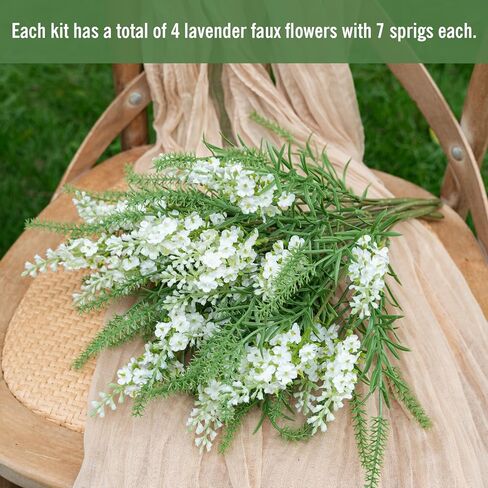 4PCS Artificial Lavender Flowers Outdoor Fake Flowers Decorations Silk Lilacs Plants for Garden Wedding Table Vase Faux Indoor Bedroom Kitchen Balcony Window Decorations （White in Saudi Arabia