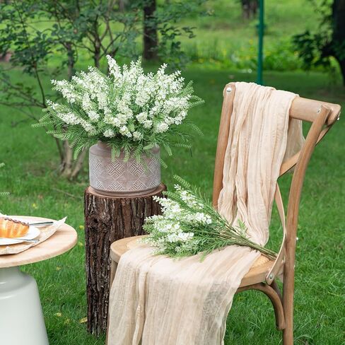 4PCS Artificial Lavender Flowers Outdoor Fake Flowers Decorations Silk Lilacs Plants for Garden Wedding Table Vase Faux Indoor Bedroom Kitchen Balcony Window Decorations （White in Saudi Arabia