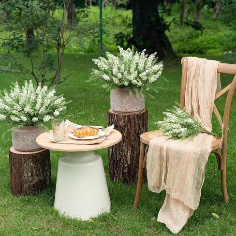 4PCS Artificial Lavender Flowers Outdoor Fake Flowers Decorations Silk Lilacs Plants for Garden Wedding Table Vase Faux Indoor Bedroom Kitchen Balcony Window Decorations （White in Saudi Arabia