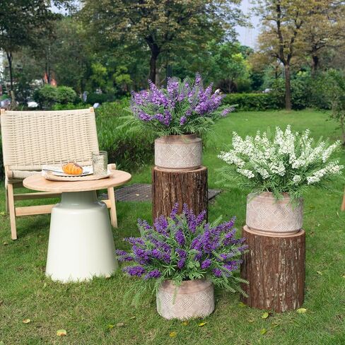 4PCS Artificial Lavender Flowers Outdoor Fake Flowers Decorations Silk Lilacs Plants for Garden Wedding Table Vase Faux Indoor Bedroom Kitchen Balcony Window Decorations （White in Saudi Arabia