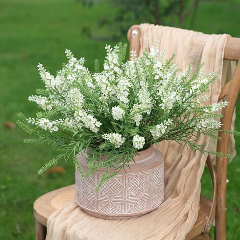4PCS Artificial Lavender Flowers Outdoor Fake Flowers Decorations Silk Lilacs Plants for Garden Wedding Table Vase Faux Indoor Bedroom Kitchen Balcony Window Decorations （White in Saudi Arabia