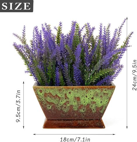 Lavender Artificial Plant-7 Inch Fake Lavender Flowers in Ceramic Pot Faux Lavender Plant for Table Centerpieces Purple Bathroom Bedroom Kitchen Accessories Decoractions in Saudi Arabia