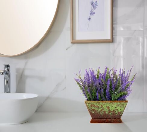 Lavender Artificial Plant-7 Inch Fake Lavender Flowers in Ceramic Pot Faux Lavender Plant for Table Centerpieces Purple Bathroom Bedroom Kitchen Accessories Decoractions in Saudi Arabia